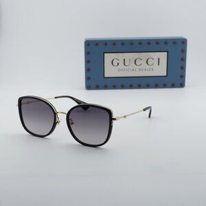 Gucci GG0606SK 001 Square Sunglasses - Black/Gold/Grey